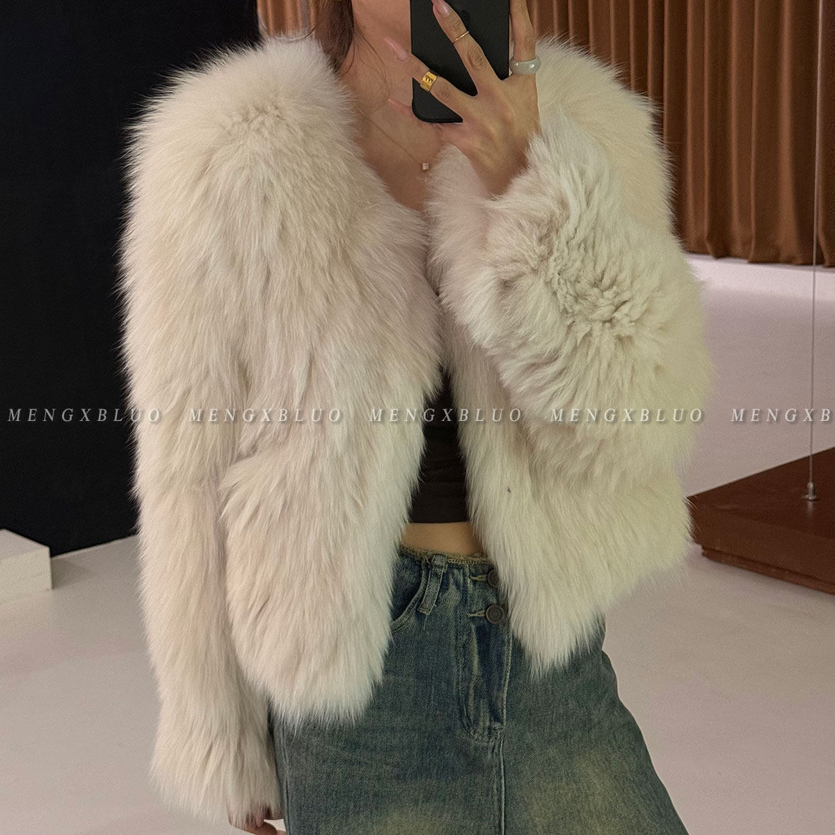 梦熙部落M8088双面编织2025网红爆款年轻款厚款女装时尚皮草外套