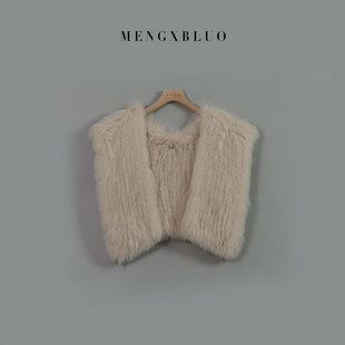 梦熙部落M1005百搭披肩马甲两穿狐狸毛毛皮草外套女款2025新款