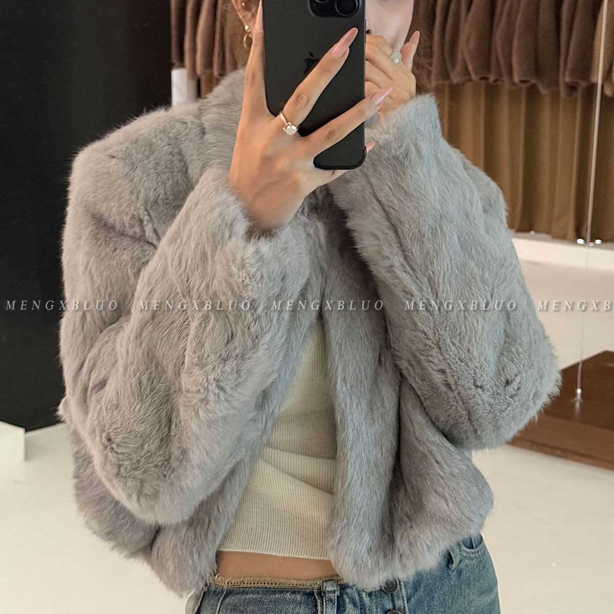 梦熙部落皮草M7017小众兔毛休闲实穿秋冬季厚时尚年轻款女装皮草