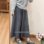 miu系高知半裙冬灰色针织毛呢百褶半身裙大码 女装 梨形伯克利裙子