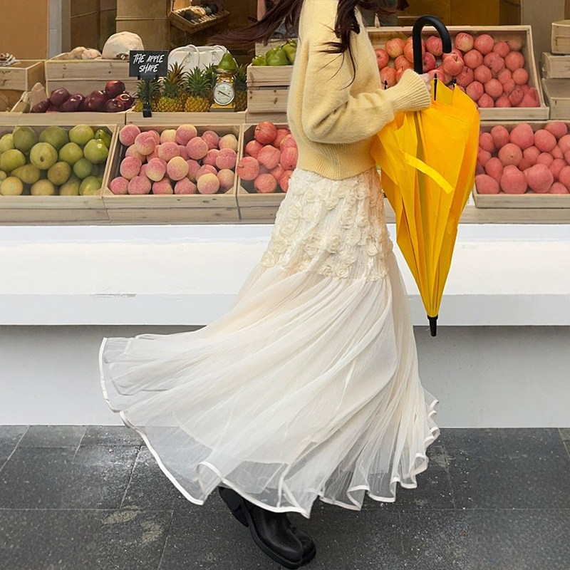 白色不规则重工网纱半身裙女春季a字大摆伞裙大码梨形伯克利裙子,女装/女士精品,大码半身裙,淘宝优惠券,粉丝福利购,淘宝优惠卷