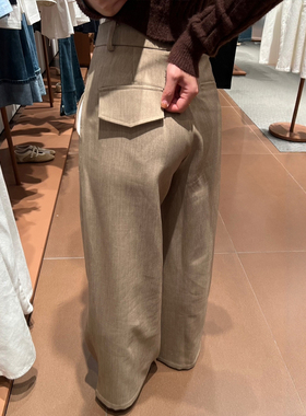 卡其色复古阔腿西装裤子女款春季大码老钱风休闲裤今年流行梧桐裤