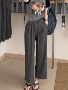 阔腿裤女2024新款夏款大码胖妹妹mm宽松显瘦百搭小个子九分休闲裤