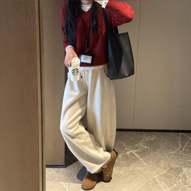 白色阔腿弯刀运动卫裤女款大码胖mm显瘦休闲镰刀裤今年流行梧桐裤,女装/女士精品,大码裤装,淘宝优惠券,粉丝福利购,淘宝优惠卷