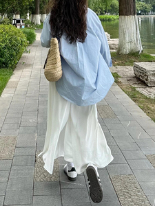 白色半身裙裤女大码胖mm显瘦遮肚冰丝防晒裤夏款小个子休闲九分裤