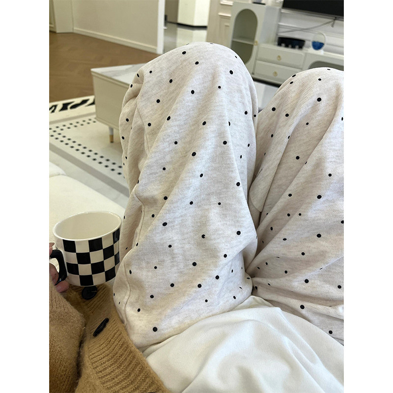 米白色波点糯米裤女秋季大码胖mm宽松bf慵懒风显瘦休闲阔腿遛弯裤,女装/女士精品,大码裤装,淘宝优惠券,粉丝福利购,淘宝优惠卷