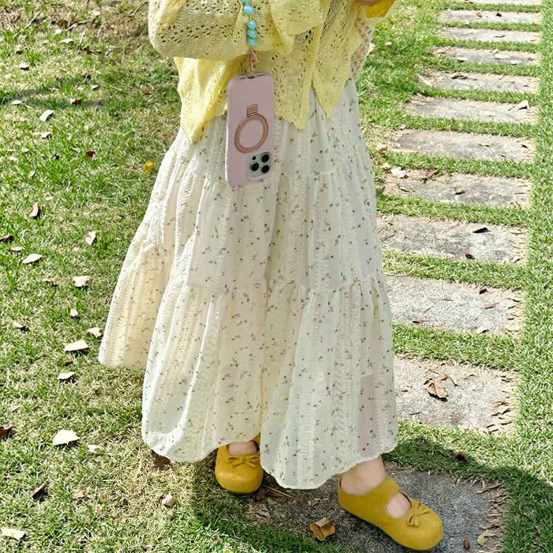 韩系白色碎花半身裙春季大码女装蕾丝刺绣蛋糕裙梨型身材伯克利裙