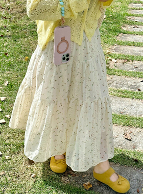 韩系白色碎花半身裙春季大码女装蕾丝刺绣蛋糕裙梨型身材伯克利裙