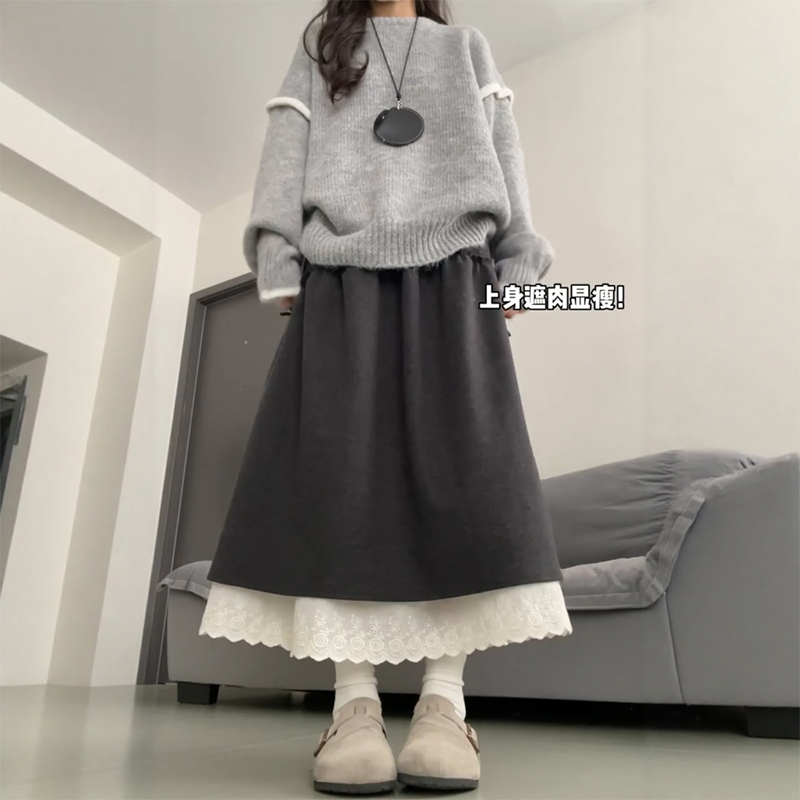 能穿一整个秋冬的蕾丝花边半身裙