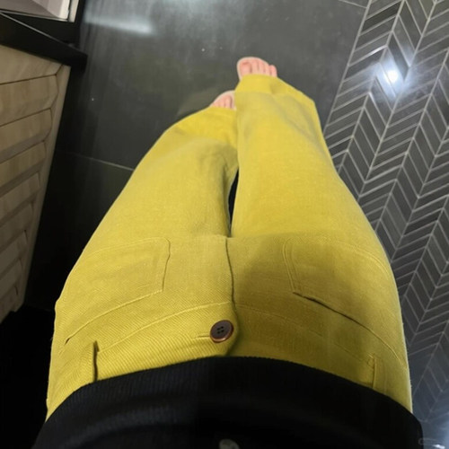高级感绿色亚麻裤~通勤休闲都可