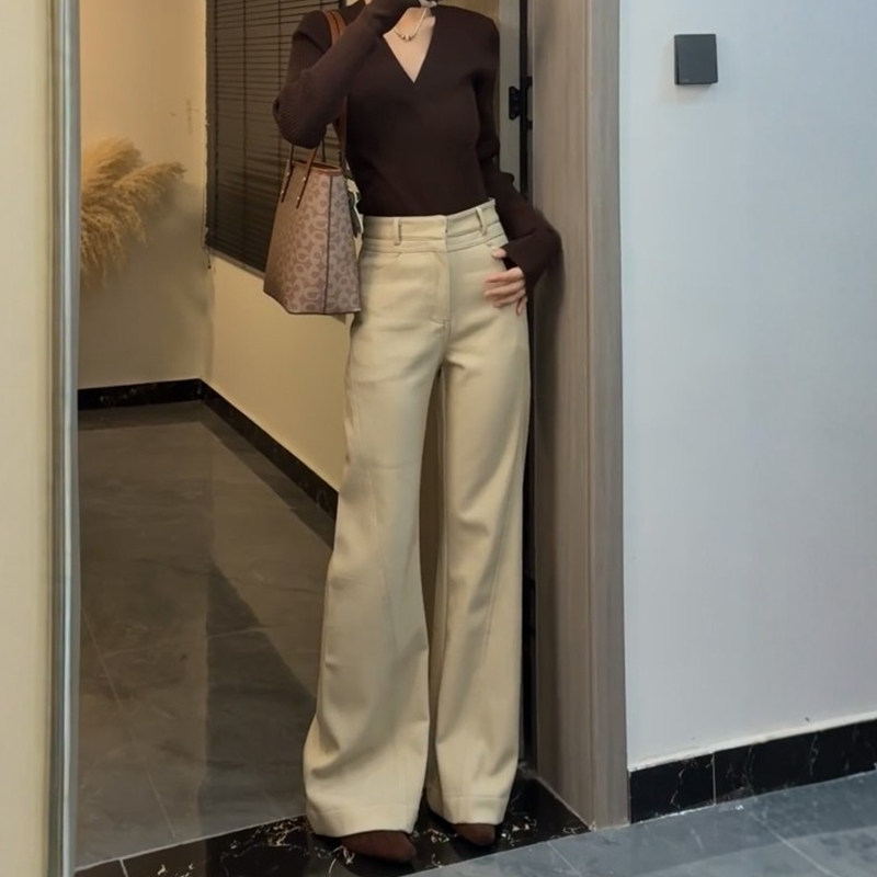 松弛感老钱风穿搭卡其色西装裤高级感垂感裤子女款微喇大码休闲裤,女装/女士精品,大码裤装,淘宝优惠券,粉丝福利购,淘宝优惠卷