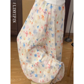 彩色碎花花苞裙女夏季 独特漂亮a字半身裙子大码 胖mm显瘦垂感长裙