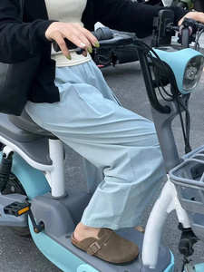 海盐蓝萝卜裤夏季薄款女大码胖mm显瘦灯笼阔腿裤小个子九分气球裤