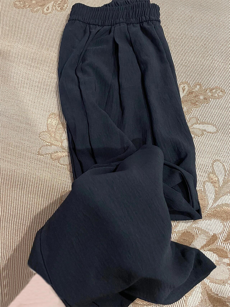黑色垂感阔腿裤女大码胖mm遮肉显瘦夏季休闲裤子小个子慵懒山本裤