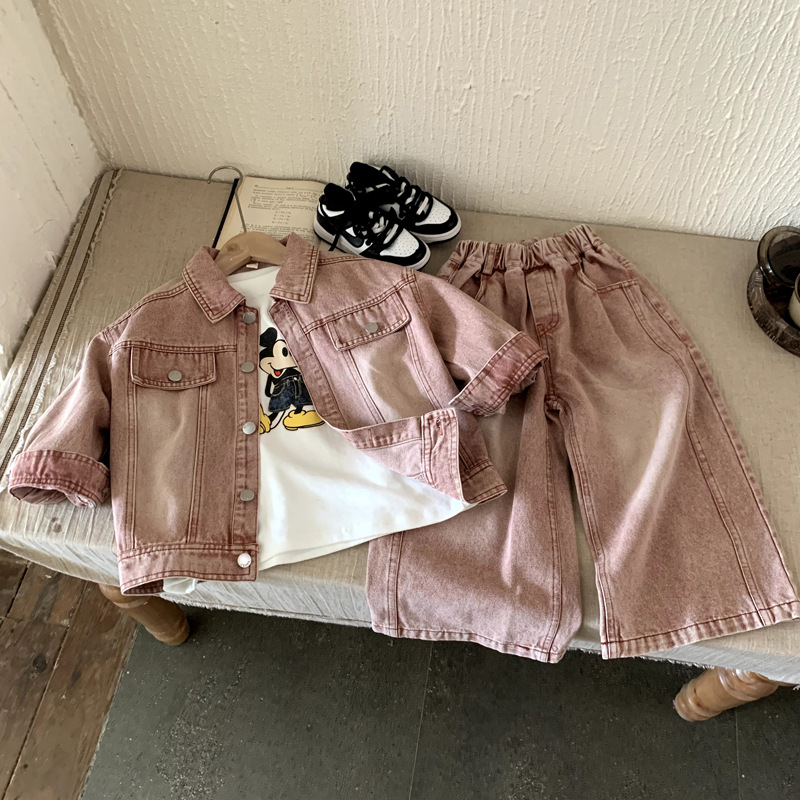 男童牛仔外套春秋款2025新款男孩秋装痞帅秋季套装宝宝韩版儿童装