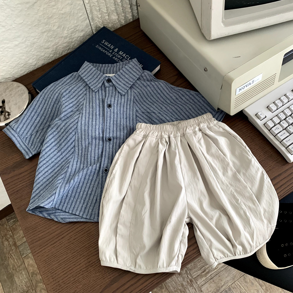 ins风儿童夏季北欧风短袖套装儿童夏装中小童宝宝灯笼短裤两件套