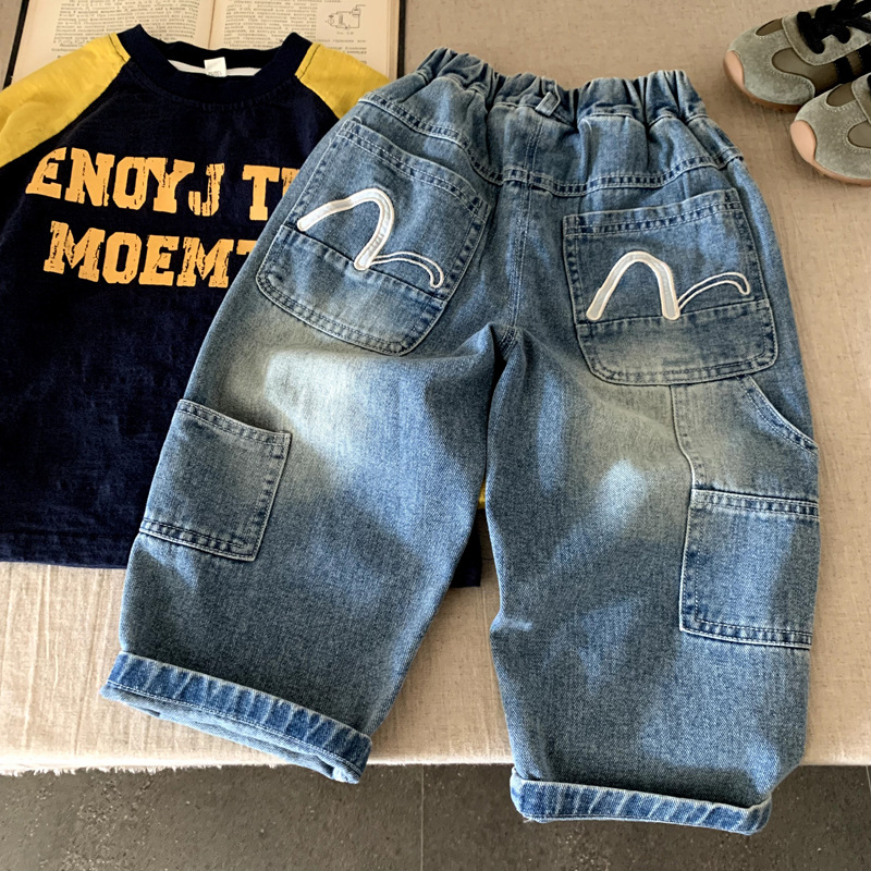 男童牛仔裤秋装2025新款儿童秋季长裤男孩直筒裤春秋款宽松休闲潮