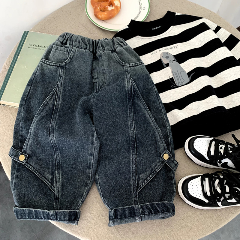男童牛仔裤2025春秋新款中小童女宝宝痞帅运动舒适外穿潮流牛仔裤