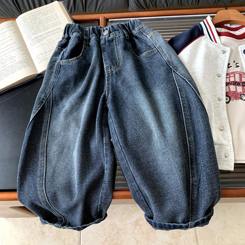 男童牛仔裤2025秋装新款中小儿童女宝宝百搭休闲裤子宽松洋气长裤