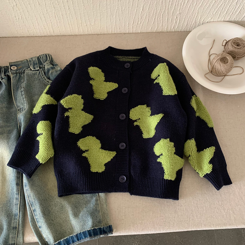 男童儿童针织开衫毛衣2025年春季新款男宝女宝百搭线衫童装外套潮