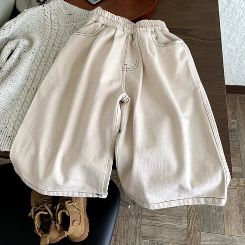 男童裤子儿童休闲裤秋装2025新款中小童阔腿弯刀裤女童宽松长裤潮