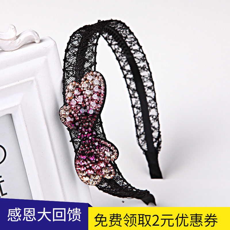 新品发箍淑女风防滑水钻蝴蝶结