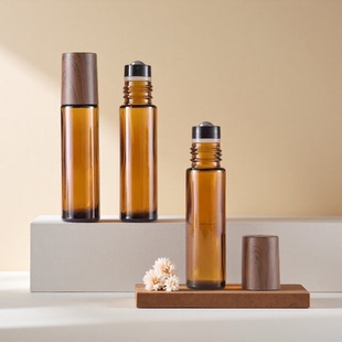 10ml15ml滚珠瓶茶色木纹盖精油瓶香水分装瓶加厚瓶身走珠瓶空瓶