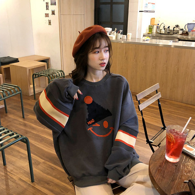 秋冬灰色卫衣女加绒加厚春秋薄款