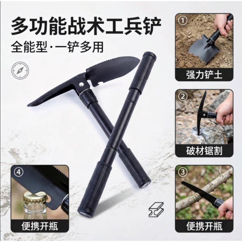 折叠工兵铲多功能铁揪户外野营