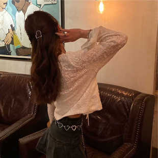 新款 百搭外穿针织衫 打底衫 蕾丝时尚 上衣 女半圆领修身 2026春季