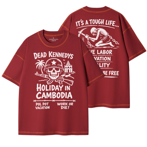 Dead Kennedys乐队复古美式街头设计感圆领宽松纯棉摇滚短袖T恤