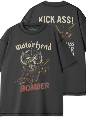 MOTORHEAD乐队复古美式街头设计感圆领宽松纯棉摇滚短袖T恤
