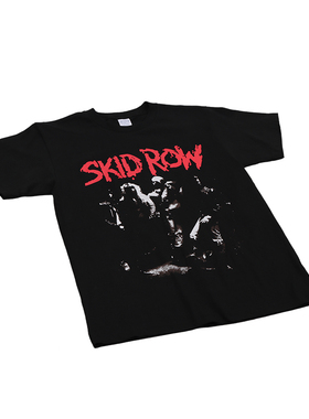 SKIDROW穷街乐队摇滚短袖T恤黑美式vintage男aft枪花nirvana涅槃
