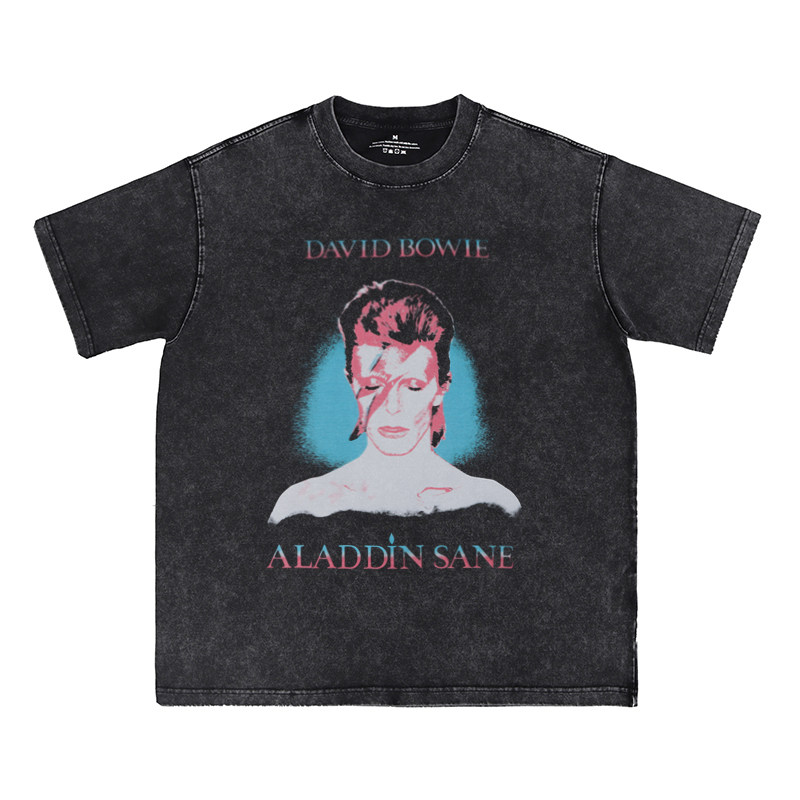 DavidBowie水洗做旧复古短袖T恤图片