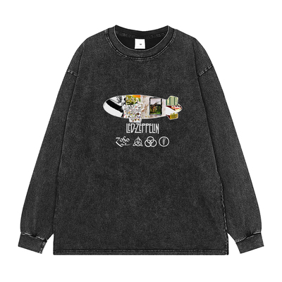 LedZeppelin复古水洗做旧摇滚T恤