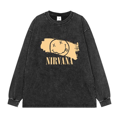Nirvana复古水洗做旧摇滚T恤背心