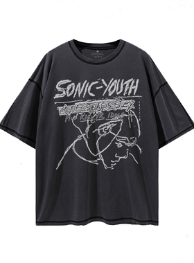 【断码】SONICYOUTH摇滚乐队枪花nirvana水洗红色古着短袖T恤
