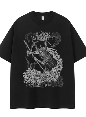 Black Sabbath黑色安息日乐队复古美式街头小众设计感摇滚短袖T恤