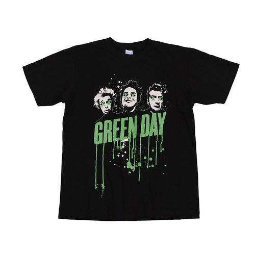 GreenDay涅盘枪花复古短袖T恤男