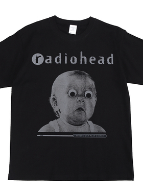 Radiohead电台司令摇滚乐队数码印花美式街头嘻哈复古黑色短袖T恤