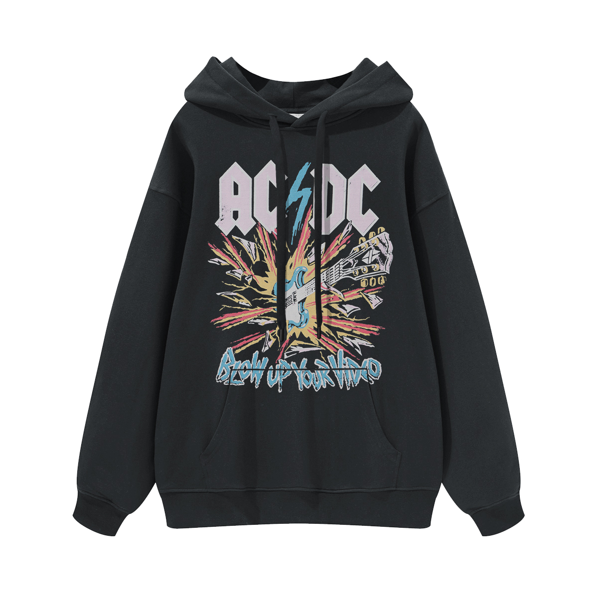 AC/DC摇滚风直喷连帽圆领卫衣