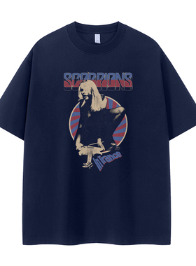 SCORPIONS蝎子乐队复古美式街头嘻哈小众vtg落肩宽松摇滚短袖T恤