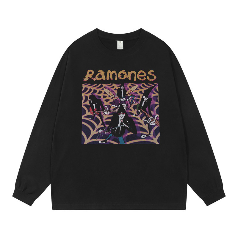 Ramones雷蒙斯朋克摇滚乐队数码印花美式街头嘻哈复古黑色长袖T恤使用感如何?