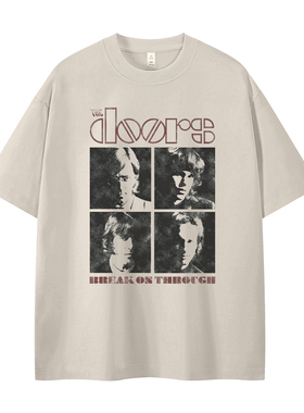 The Doors大门乐队复古人像美式街头小众vtg落肩宽松摇滚短袖T恤