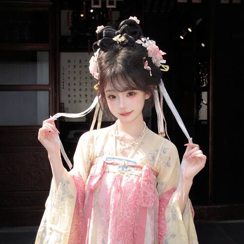 出片唐制齐胸裙汉服套装春夏清新