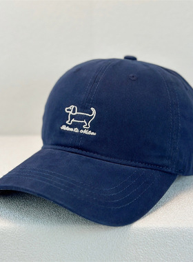 新款简约小狗英文字母刺绣棒球帽户外运动可爱遮阳防晒帽大头围潮