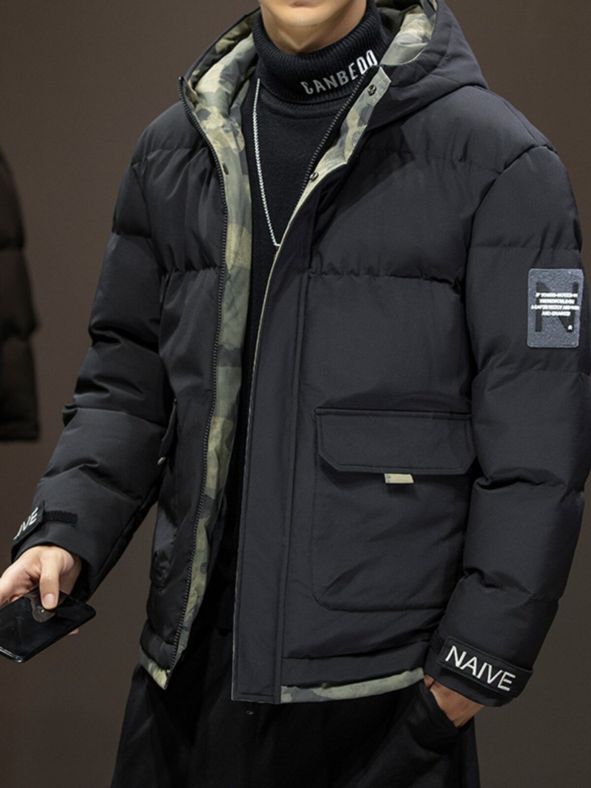 ANTI-SEASONAL COLD-PROOF COTTON JACKET MENS AUTUMN AND WINTER THICKENED COTTON JACKET CASUAL HOODED BREAD DOWN COTTON JACKET WARM JACKET MEN