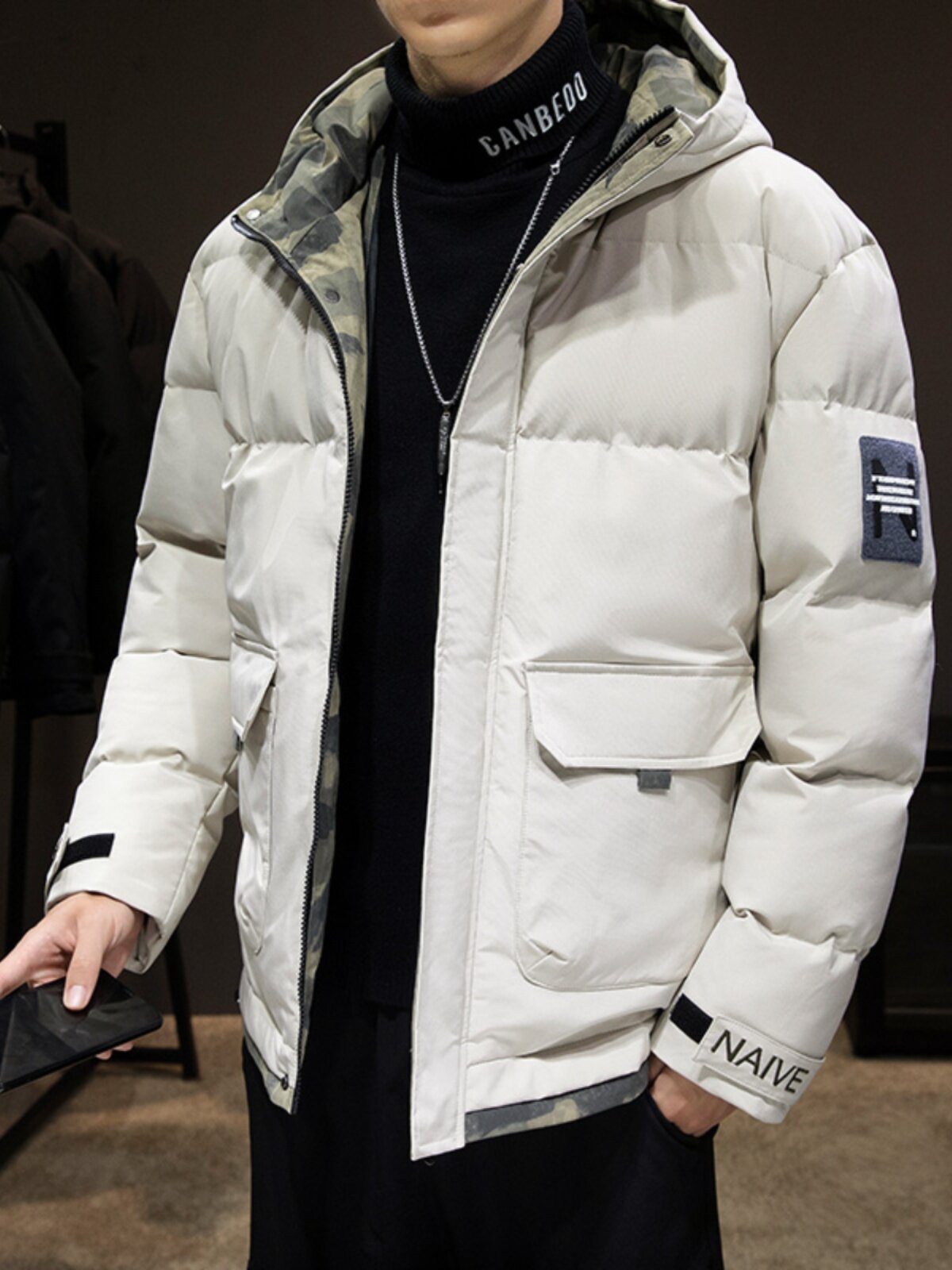 ANTI-SEASONAL COLD-PROOF COTTON JACKET MENS AUTUMN AND WINTER THICKENED COTTON JACKET CASUAL HOODED BREAD DOWN COTTON JACKET WARM JACKET MEN
