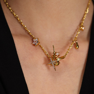 Boonee alus小众星芒环绕星轨闪耀星星甜酷项链女新款锁骨链