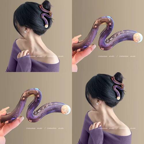 韩国设计师款人鱼姬梦幻波浪珍珠抓夹女大号大量多鲨鱼夹盘发头饰